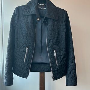 Dolce & Gabbana Black Jacquard Zip Jacket – Made in Italy size small 4/6
